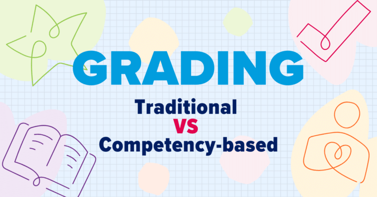 Text reading, "Grading: traditional v competency-based
